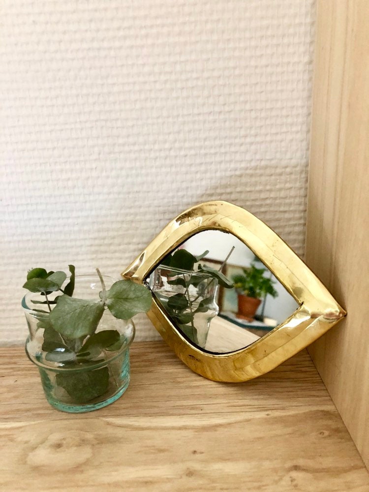 Miroir Cuivre Doré | Laiton en Forme d'oeil