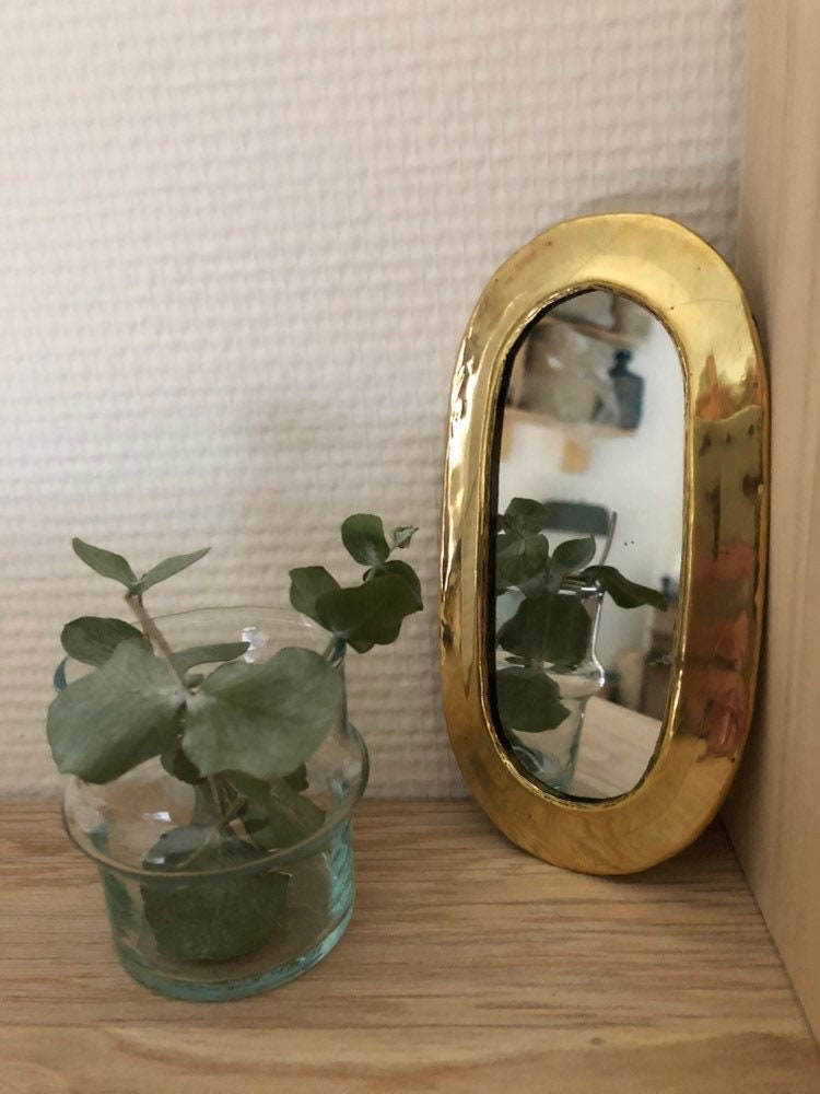 Mini Gold Copper (Brass) Oblong Wall Mirror / Handmade Moroccan Mirror