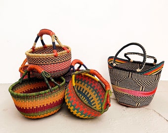 Bolga round basket / Colorful decorative basket / African basket