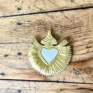 Heart mirror and gold brass - Decorative wall ex voto