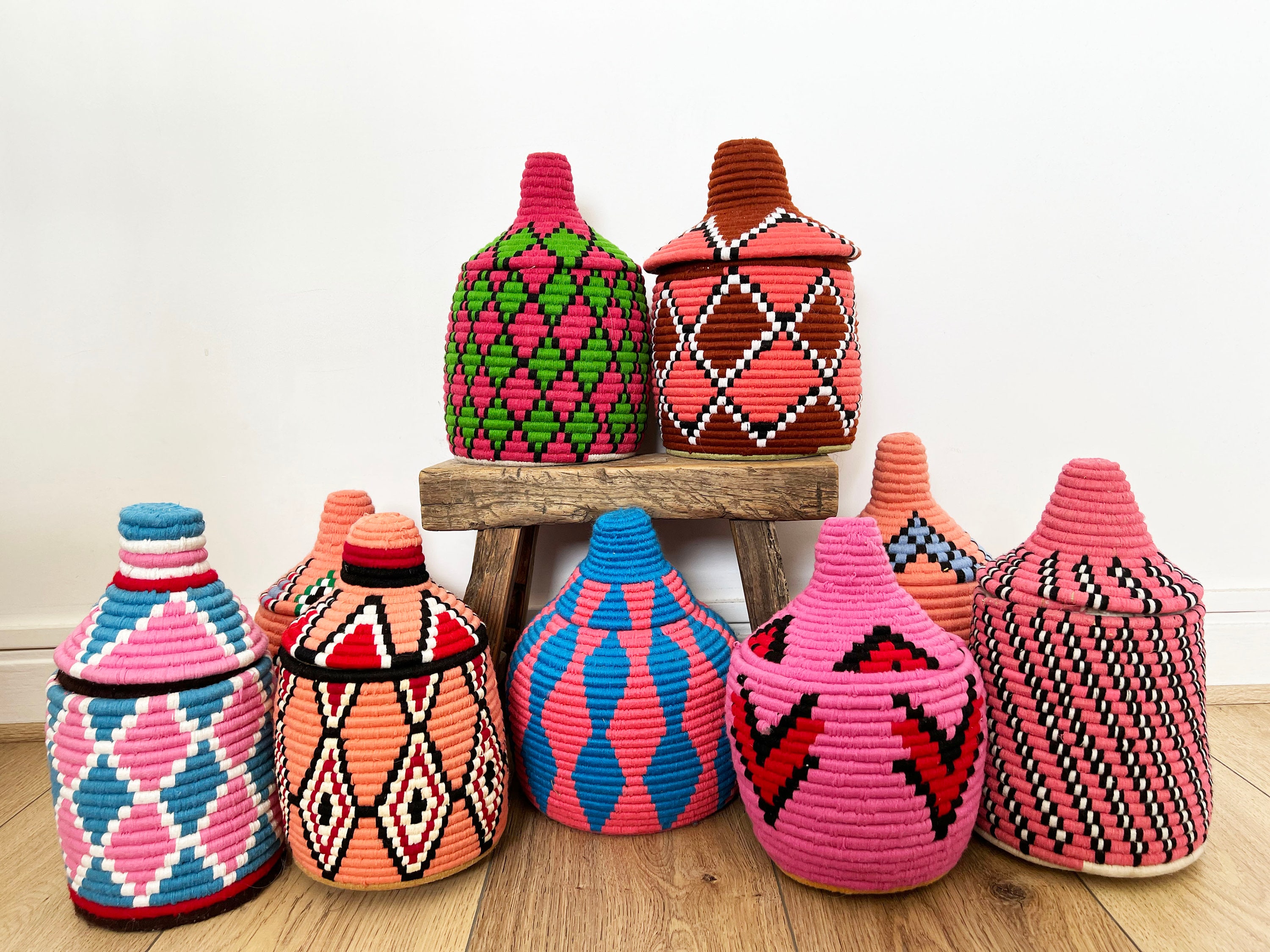 Over 200 models available! Moroccan Berber box / woven ethnic basket / colorful Moroccan basket