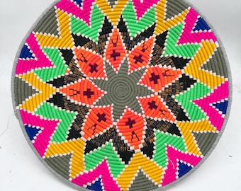 Decorative Moroccan Berber basket / ethnic basket / colorful Berber tray