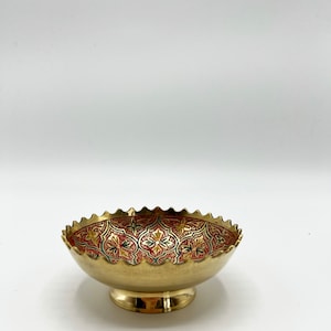 Mini Berber brass cups with chiseled and painted patterns floral patterns several models available image 3