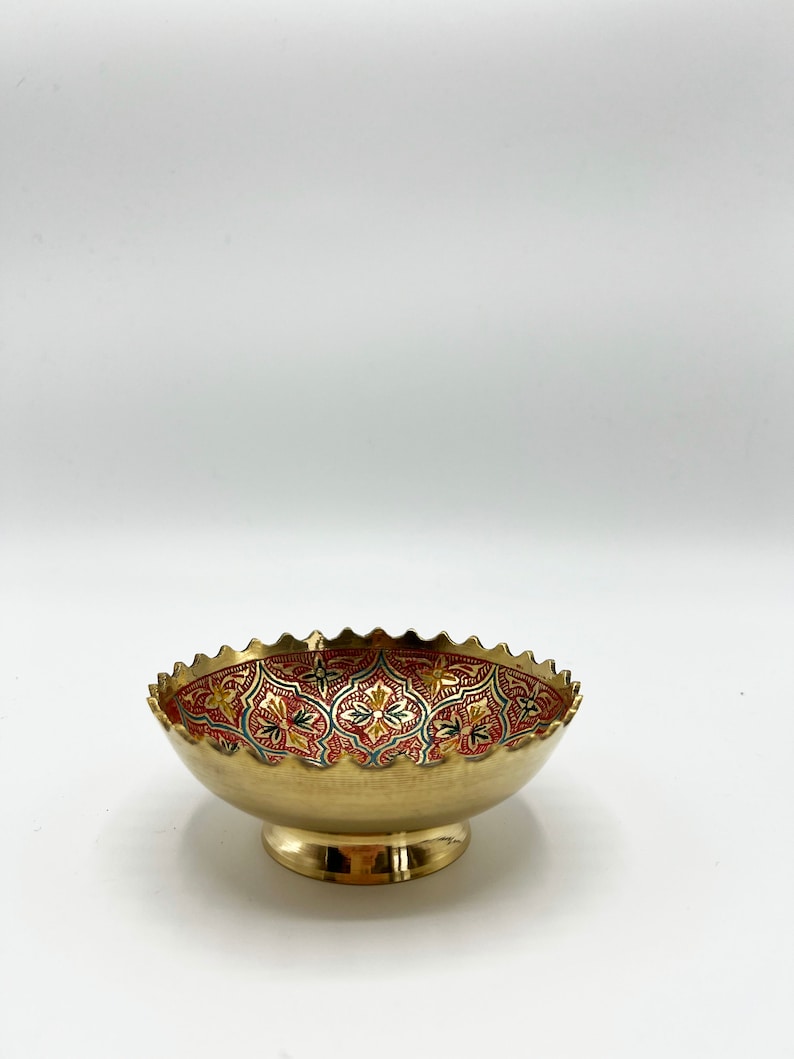 Mini Berber brass cups with chiseled and painted patterns floral patterns several models available image 3