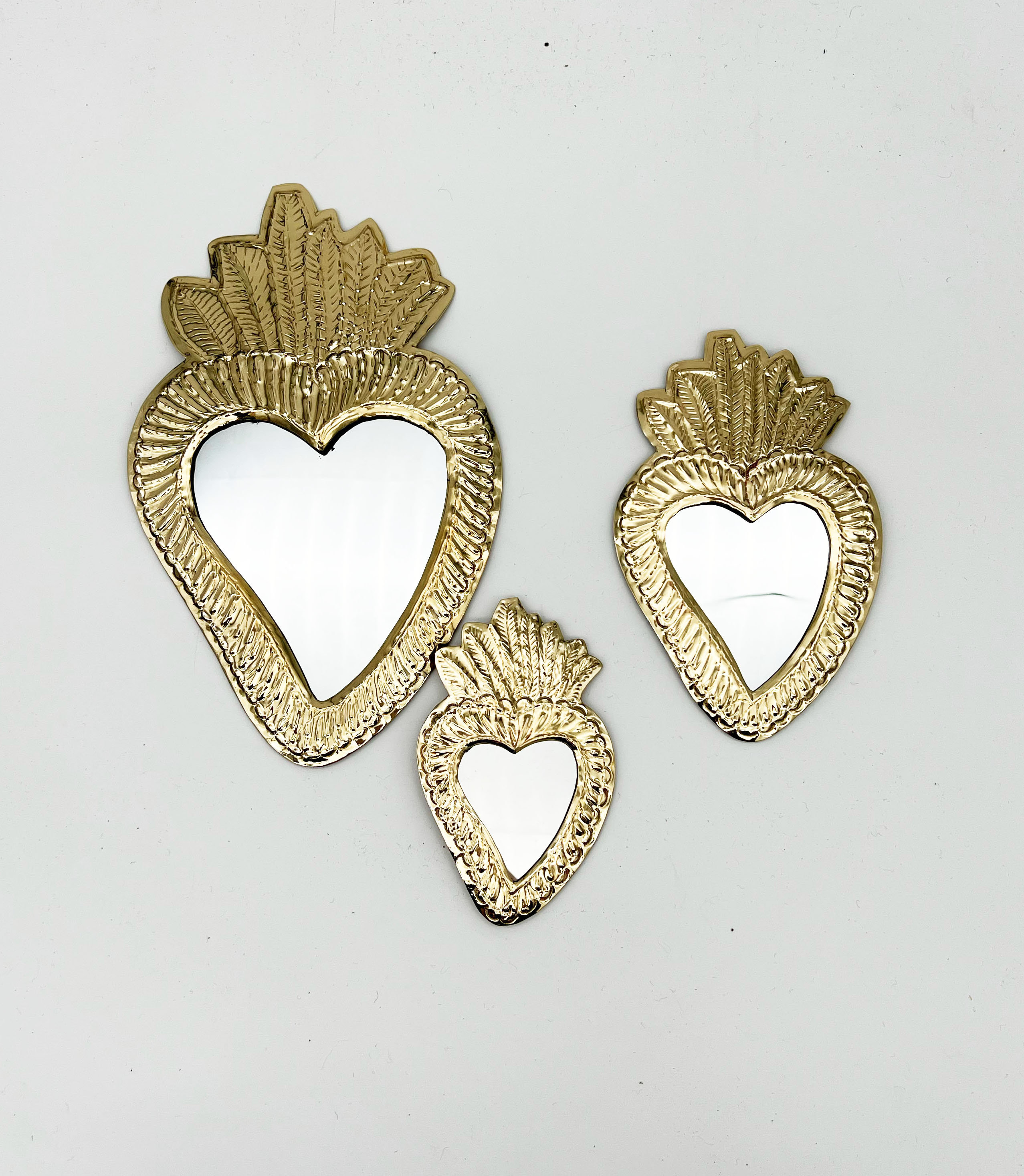 Miroirs Coeur Muraux Doré - Ex-Voto 3 Tailles