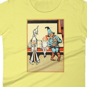 Dorothy Sitting With the Tin Man & Scarecrow Women&#39;s short sleeve t-shirt- Vintage Wizard of OZ T Shirts.