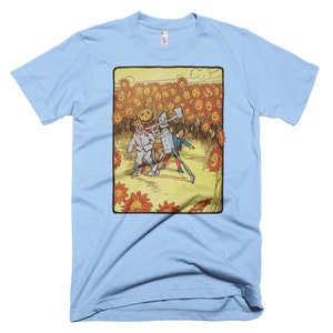Vintage Art Wizard of OZ Scarecrow Tin Man Tshirt- Oz Gifts