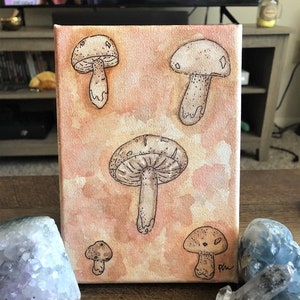 Mini Neutral Mushrooms Canvas