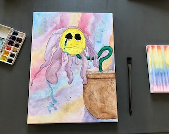 Sad Flower; A Watercolor Painting