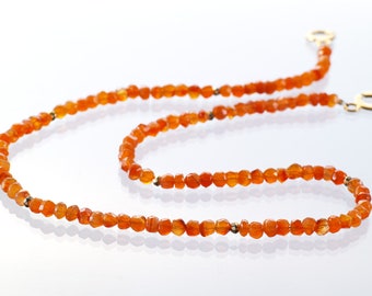 Carnelian Gemstone Necklace Orange Red Necklace