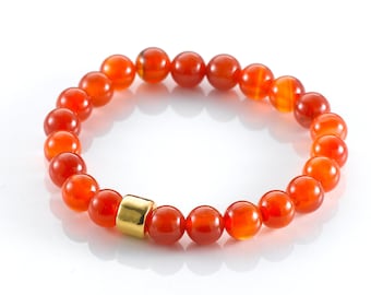 Basis Edelsteinarmband Karneol Kugeln gold orange