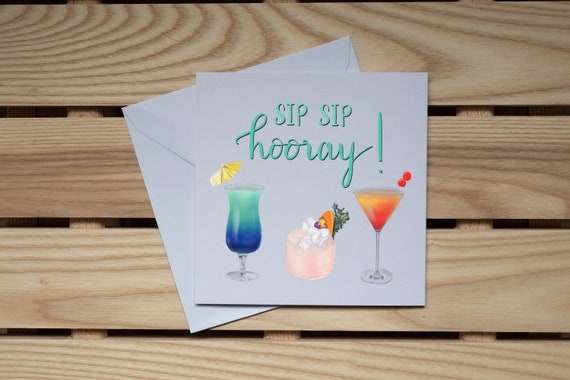Handmade personalised /'Cocktail//Celebration/' Birthday Card Any name or message
