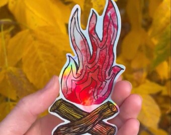 Holographic Campfire vinyl sticker