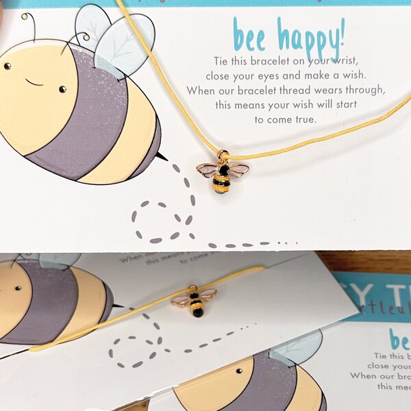 Resizable Wish Keepsake Bracelet - Bee Happy
