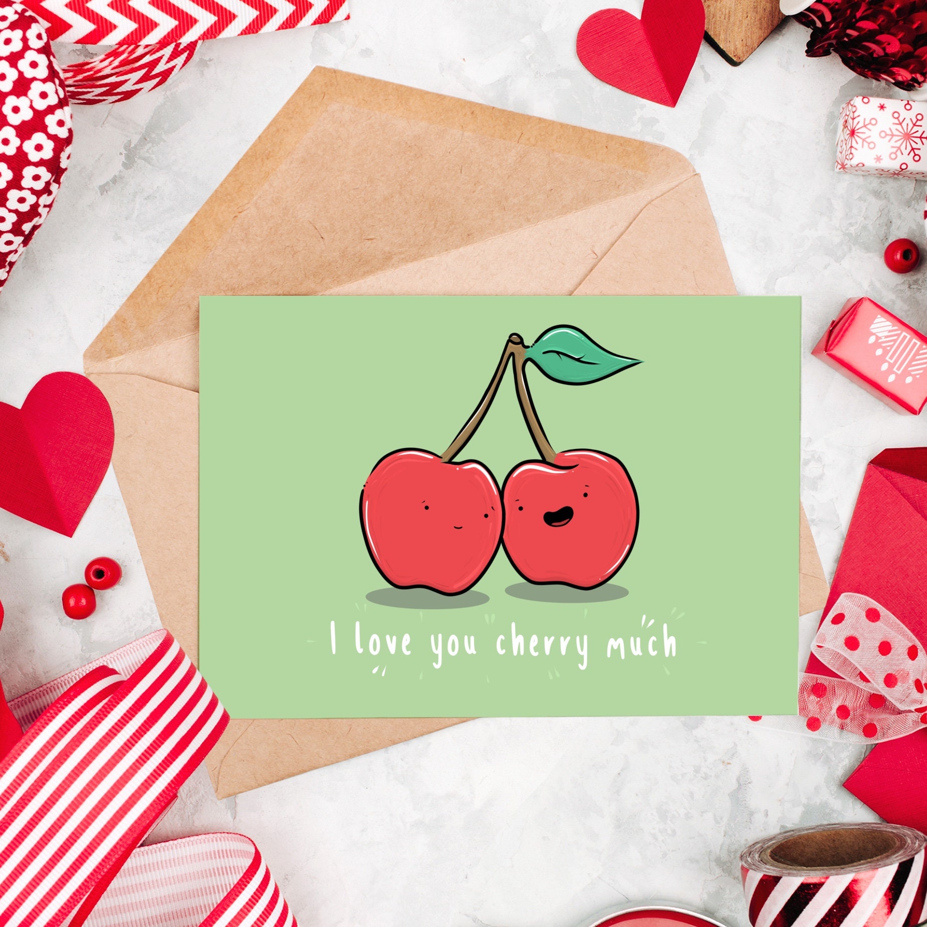 I Love You Cherry Much Valentines Day Card | Etsy