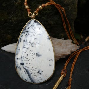 Agate Opale Dendritique Arbre Pierre Naturelle Semi Précieuse Boho Boheme Celtique Viking Eltique Tribal Ethnique Macramé Hippie Chic Gypsie