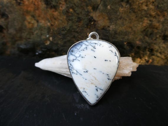 Agate Opale Dendritique Collier créateur français Argent Artisanal Unique Pierre Naturelle Lithothérapie Ethnique Hippie Chic Boheme Viking