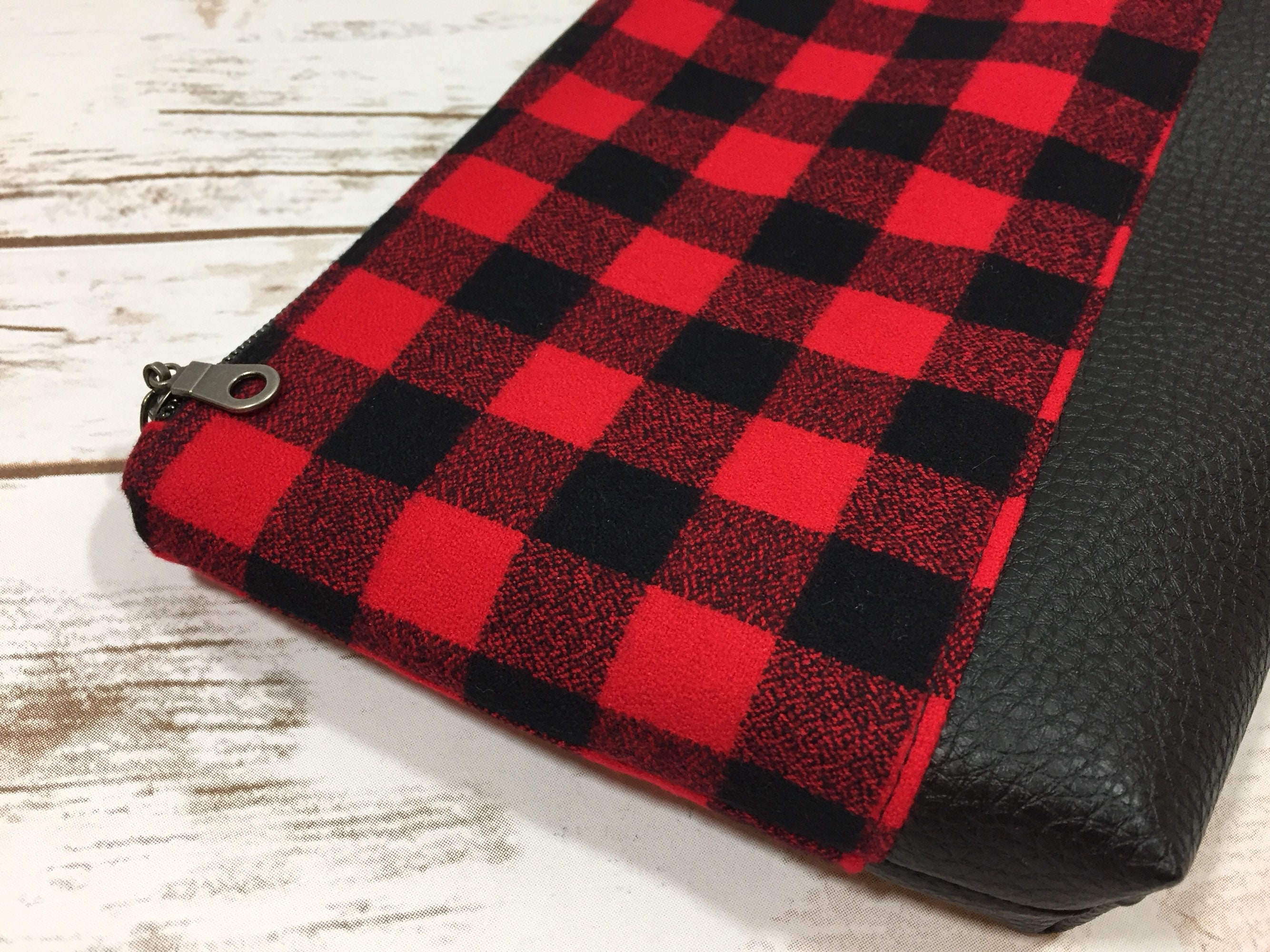 Red Buffalo Check Zippered Clutch | Etsy