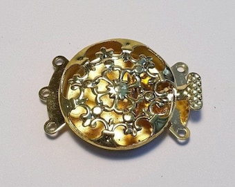 Box clasp, gold, 3 strands