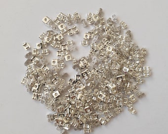 50 pcs. Butterfly clasps for ear studs, silver, stopper