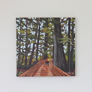 Original Acrylic Landscape Painting by Will van Delft - Cathedral Grove Forest Boardwalk