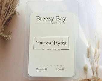 Farmers Market Wax Melts, Basil and Orange Scent, Natural Home Fragrance, Gift for Her, Spring Scent