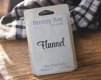 Flannel Soy Wax Melts, Masculine Scented Wax Melts, Fall Wax Melts, Cozy and Warm