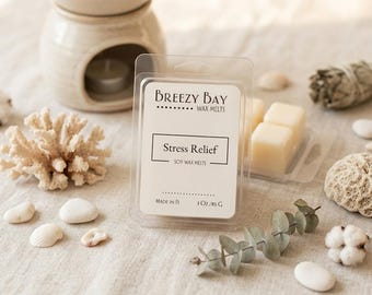 Stress Relief Soy Wax Melts,  Self Care Gift, Handpoured Tarts, Scented Wax Cubes