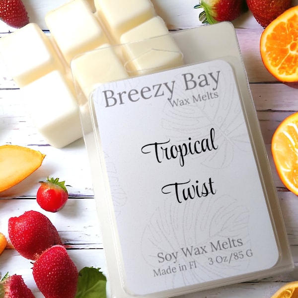 Tropical Twist Soy Wax Melts, Wax Melts for Warmer, Fruity Scented Melts, Tropical Scented Wax Melts, Natural Wax Cubes