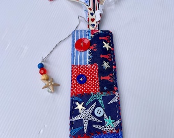 Nautical inspired Slow Stitched Embroidered Bookmark