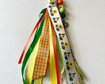 Ribbon Tassel Sunflower Inspired for Keychains, Junk Journals, Bag/purse Accessories