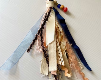 Ribbon Tassel Navy and Coral Inspired for Keychains, Junk Journals, Bag/purse Accessories