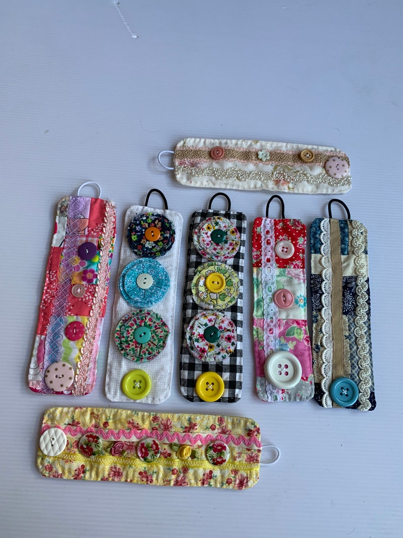 Patchwork Fabric Cuff Bracelet Floral Boho Fashion with Button Etsy