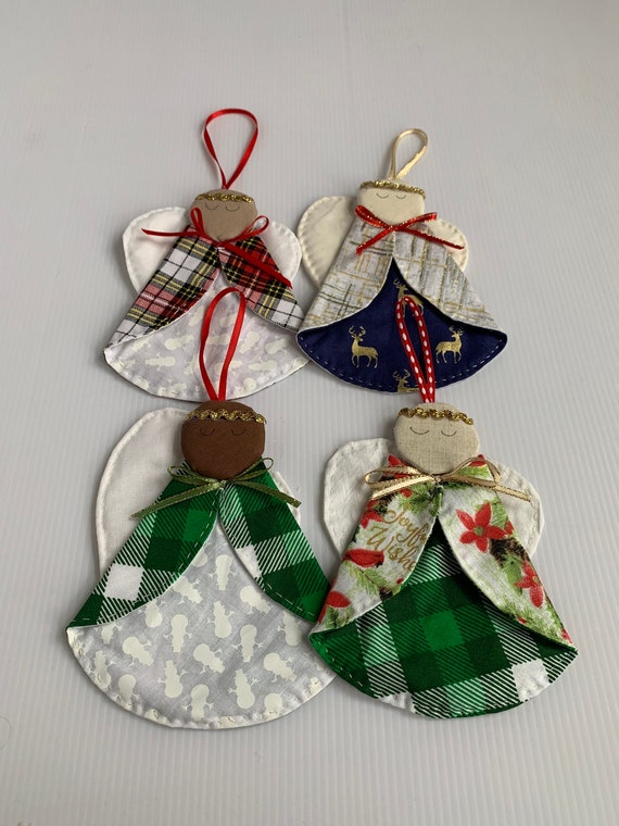 Fabric Angel Ornaments set of four | Etsy