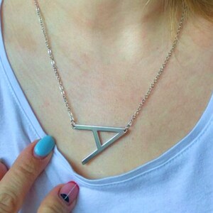 Collar de plata A, colgante de letra A, collar de una letra, collar inicial a