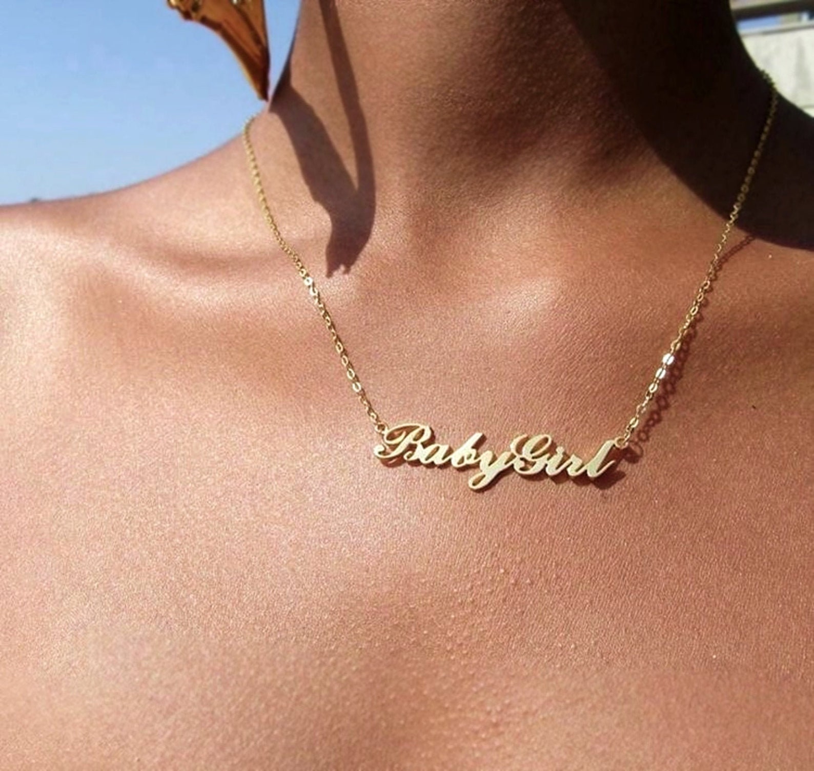 Gold Babygirl Necklace Babygirl Collier Baby Girl Pendant Etsy Israel