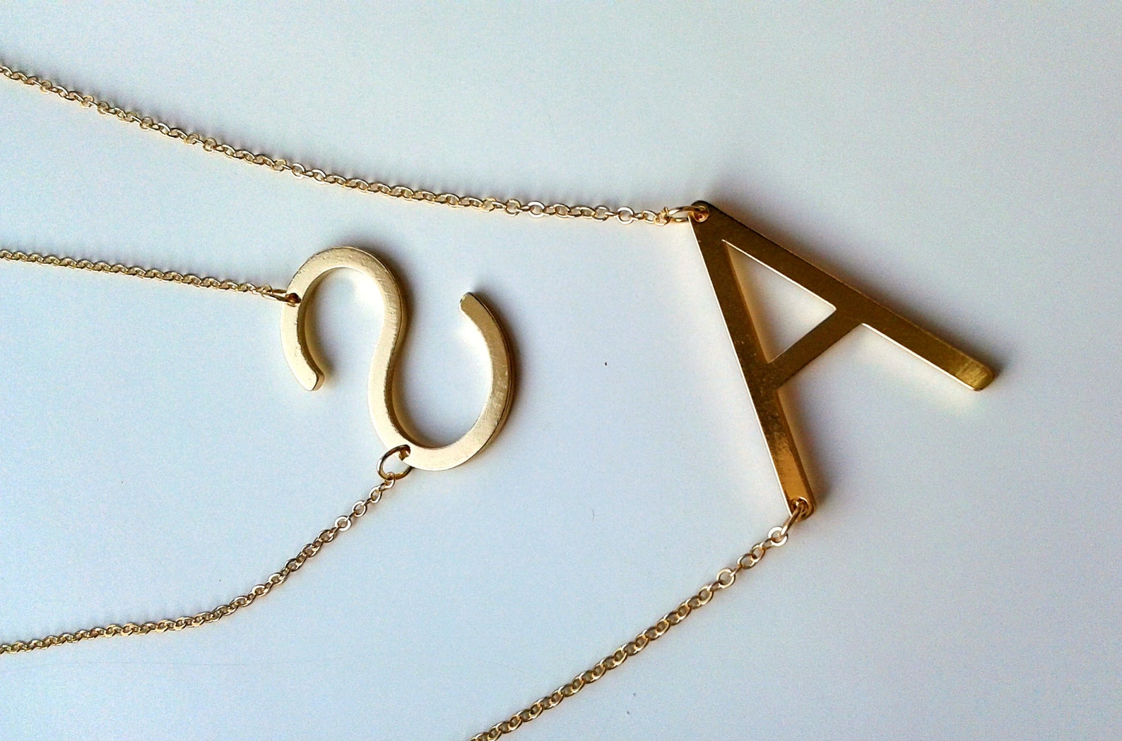 Letter A Necklace A Initial Necklace Large initial necklace Etsy