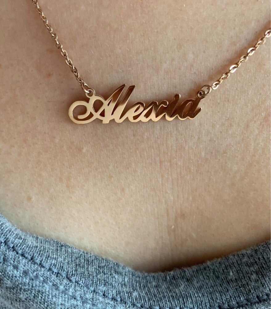 Name Necklace Etsy Gold Name Pendant 