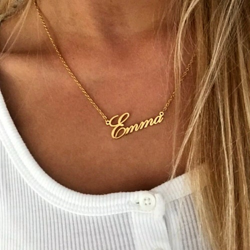 Gold Name Necklace Custom Name Pendant 