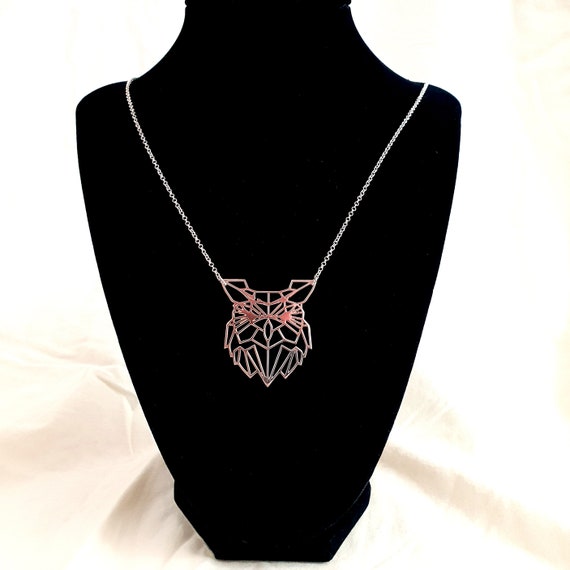 Silver Owl Necklace Geometric Owl Jewelry Geometric Owl Necklace Sterling Silver Owl Gifts Geometric Owl Necklace Origami Owl Jewelry