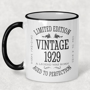 1929 Vintage Gift 96th Birthday Gift Mug Limited Edition for Women 96 Birthday for Men 96 Year Old Birthday Gift Legend was are born