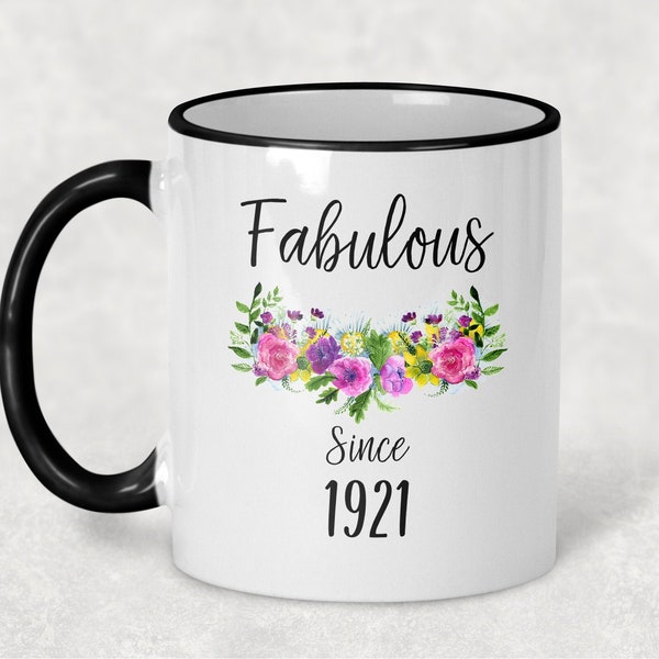 103rd Birthday Idea Mug, Fabulous Since 1921 103Year Old Woman Women Mom Grandmother Aunt Sister Birthday Gifts for Her Landmark Centurion
