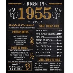 70th Jubiläum Geburtstagszeichen vor 70 Jahren 1955 geboren Kreidetafel Download Plakat Werbetafel Geschenk Dekoration Banner Datei