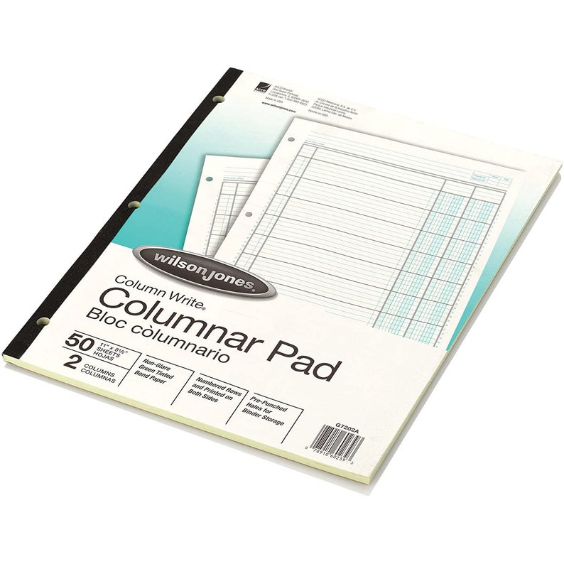 Wilson Jones Columnwrite Columnar Pad 11 X 8.5 Inch Size Etsy