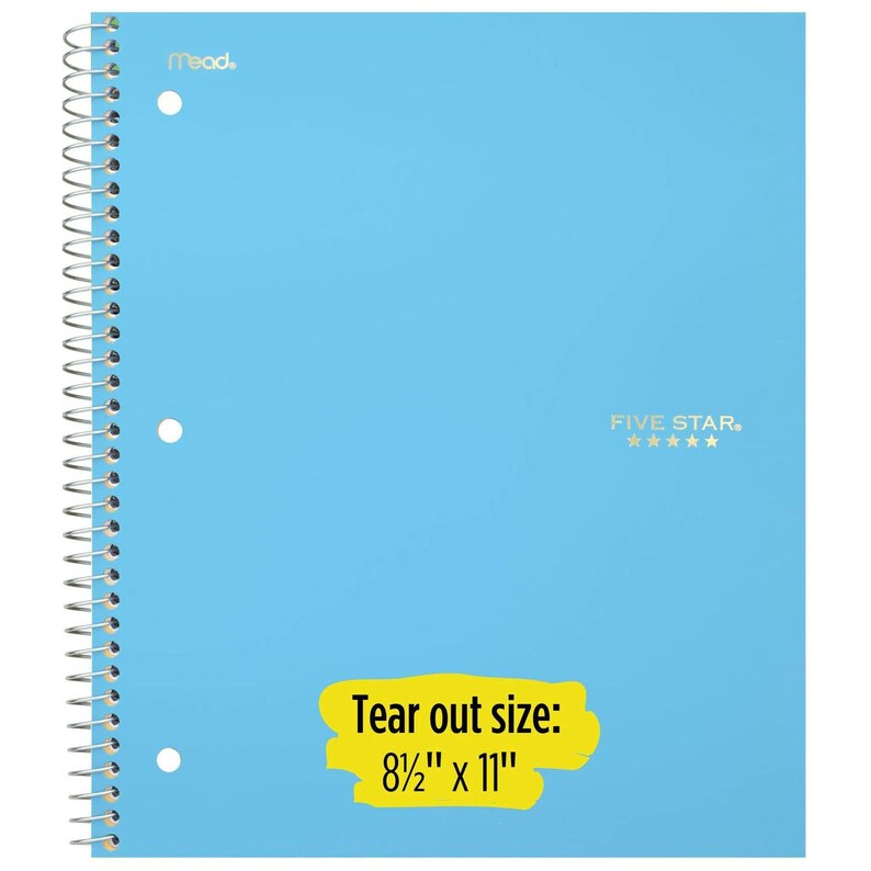 Five Star Spiral Notebook 1 Subject College Ruled Paper 100 Etsy