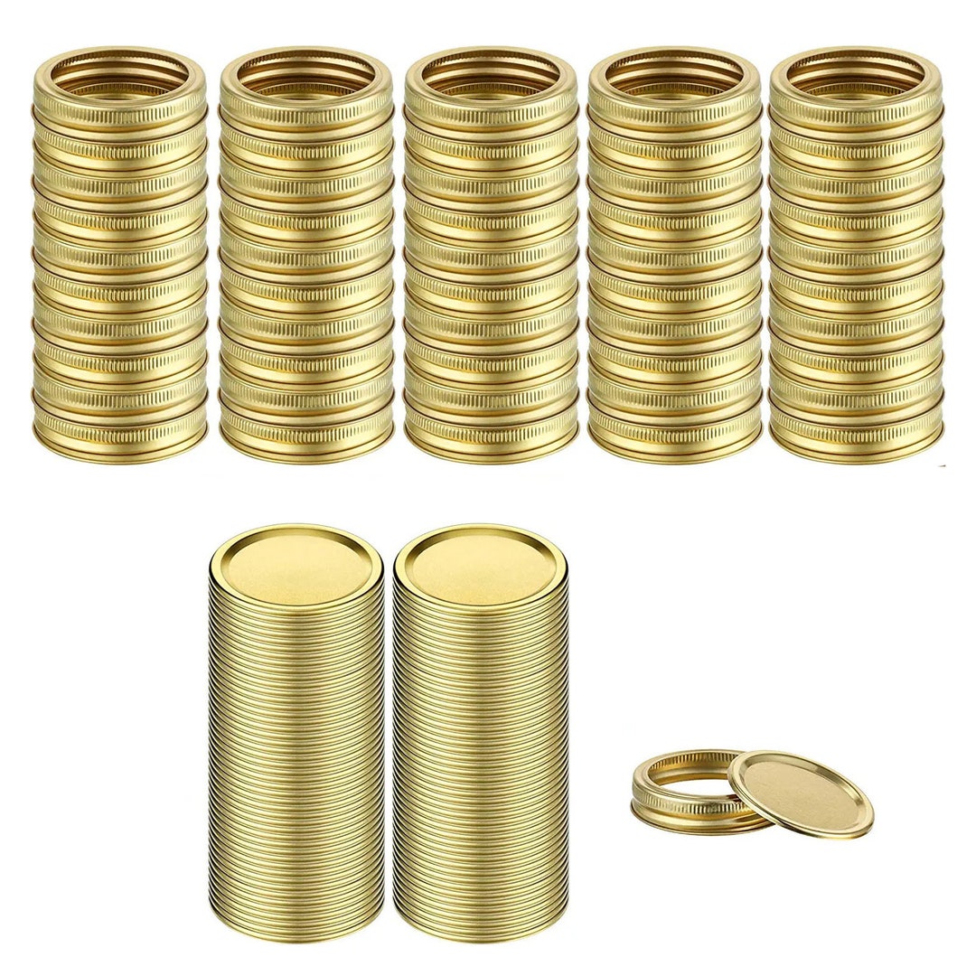 100 Pieces Canning Jar Lid and Ring WIDE MOUTH Ball Jar Ring Bands Set