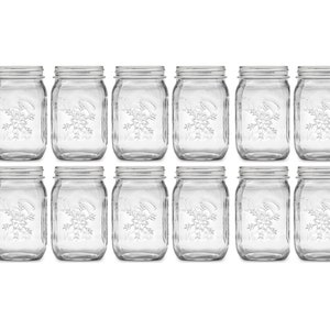 Choice 16 oz. Pint Wide Mouth Canning / Mason Jar with Silver Metal Lid and  Band - 12/Pack