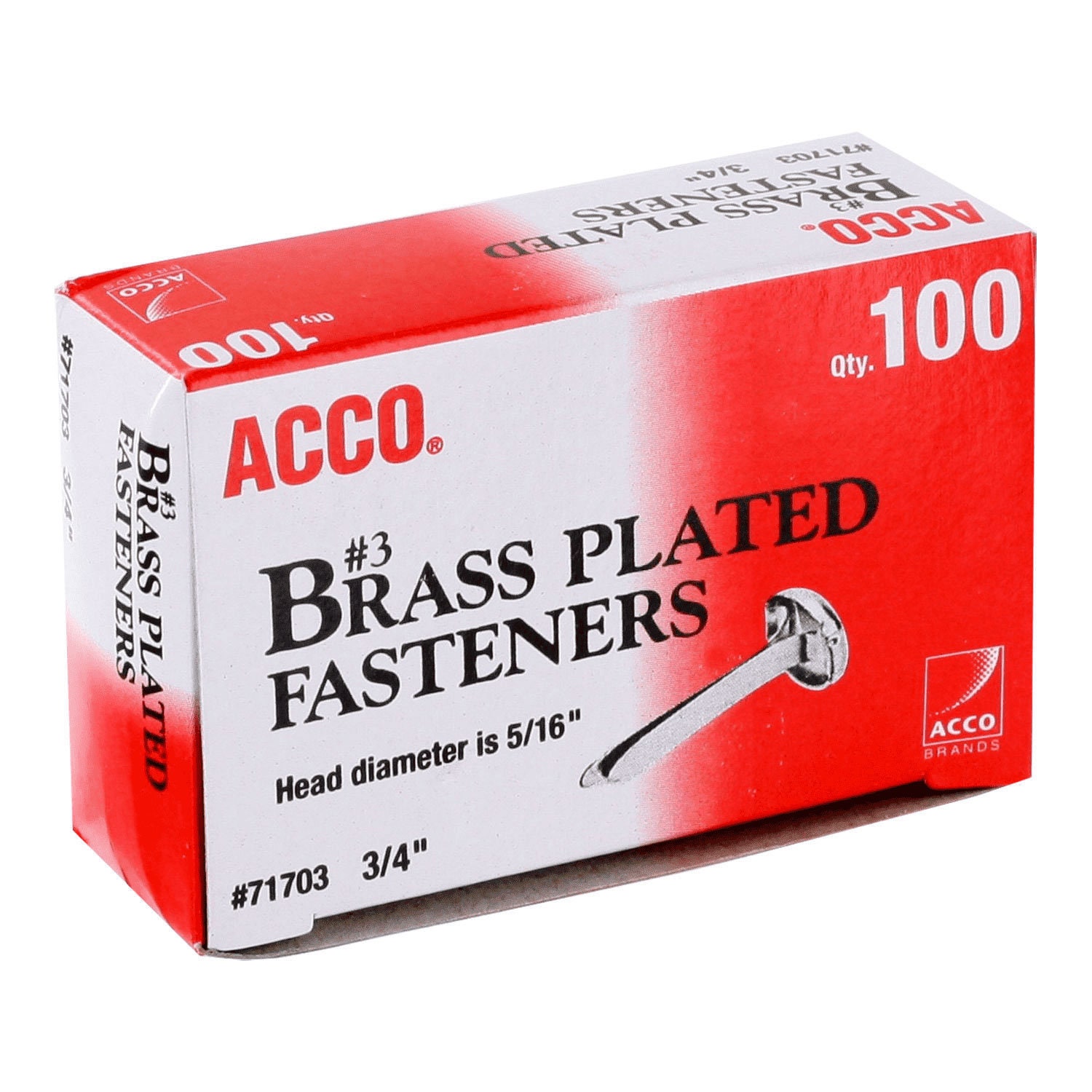 0.5 Brass Plated Paper Fasteners, 20 Boxes