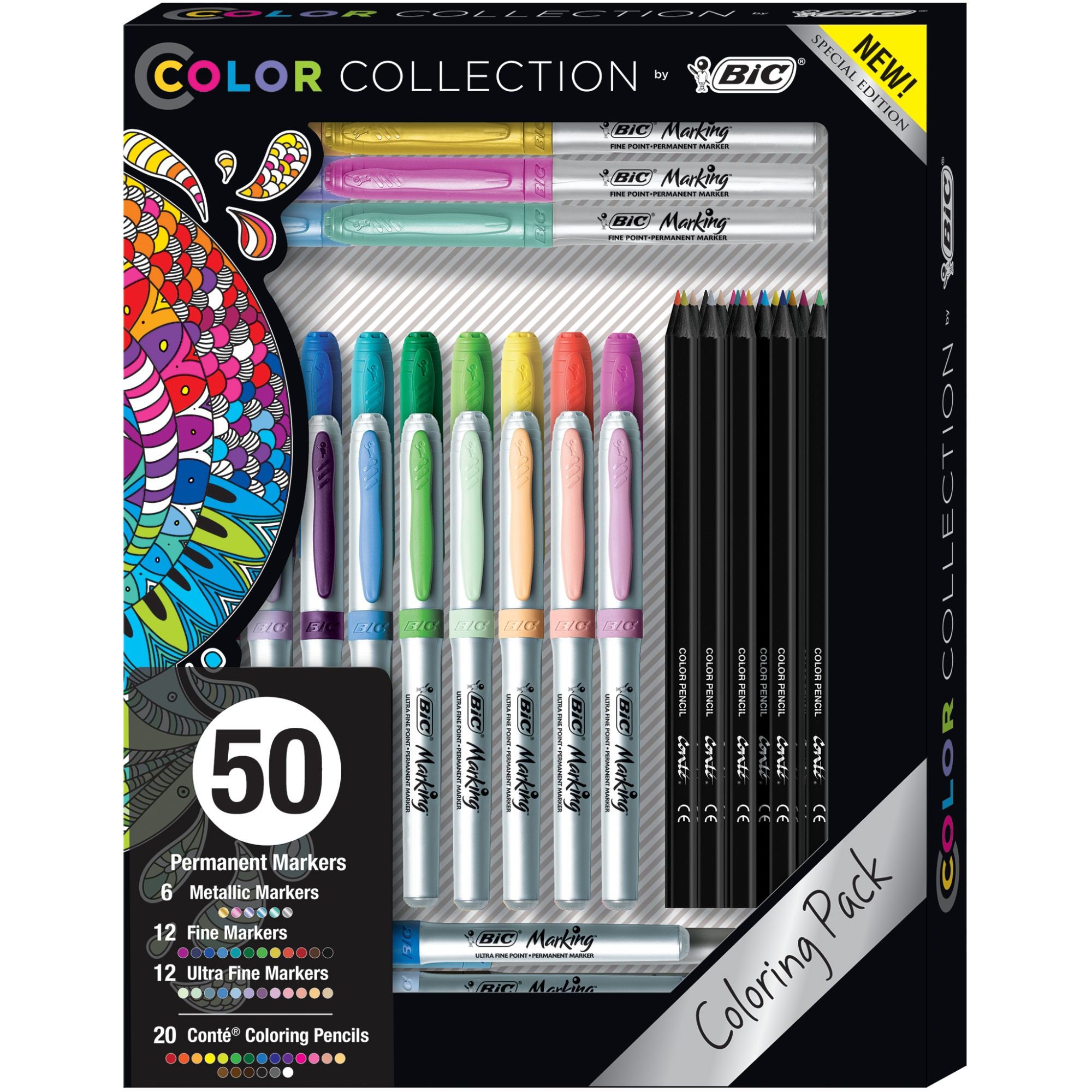 BIC Coloring Gift Pack Permanent Markers and Coloring 