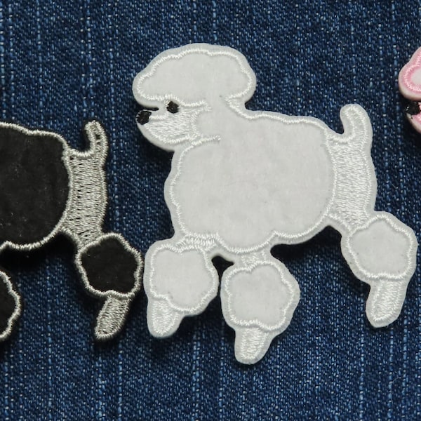 Toy Poodle Patch Rockabilly 2" 50mm Pink White or Black Measures 1 3/4" across x 2" high